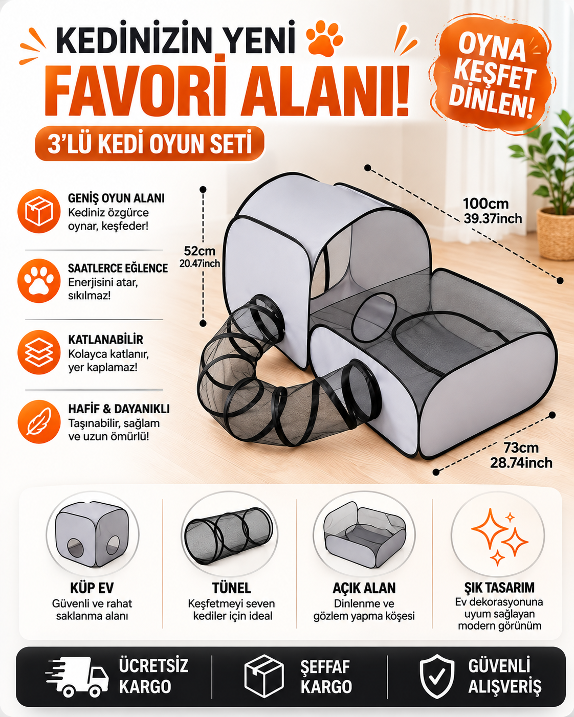 KediSarayım 3'lü kedi oyun seti